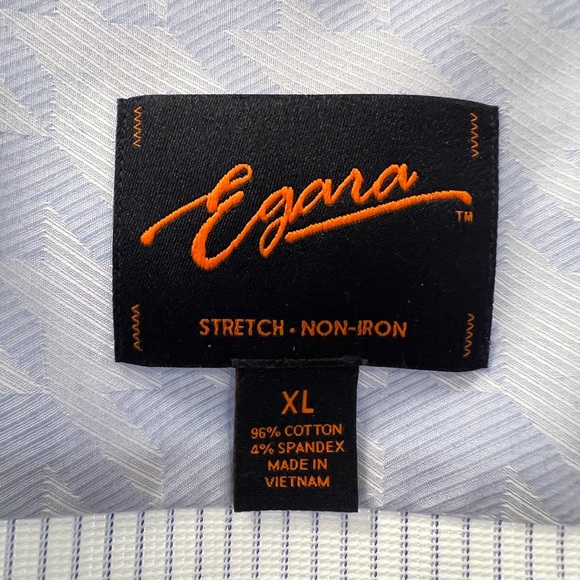 Egara XL men’s shirt white with blue vertical stripe. - Picture 4 of 4
